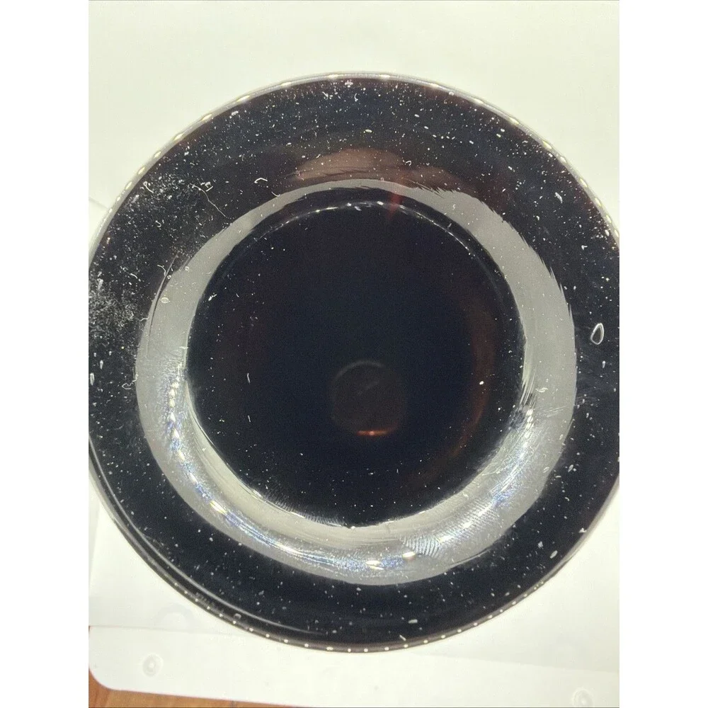 Vintage Murano Style Black Aventurine Art Glass Vase Copper Fleck- Smooth Bottom